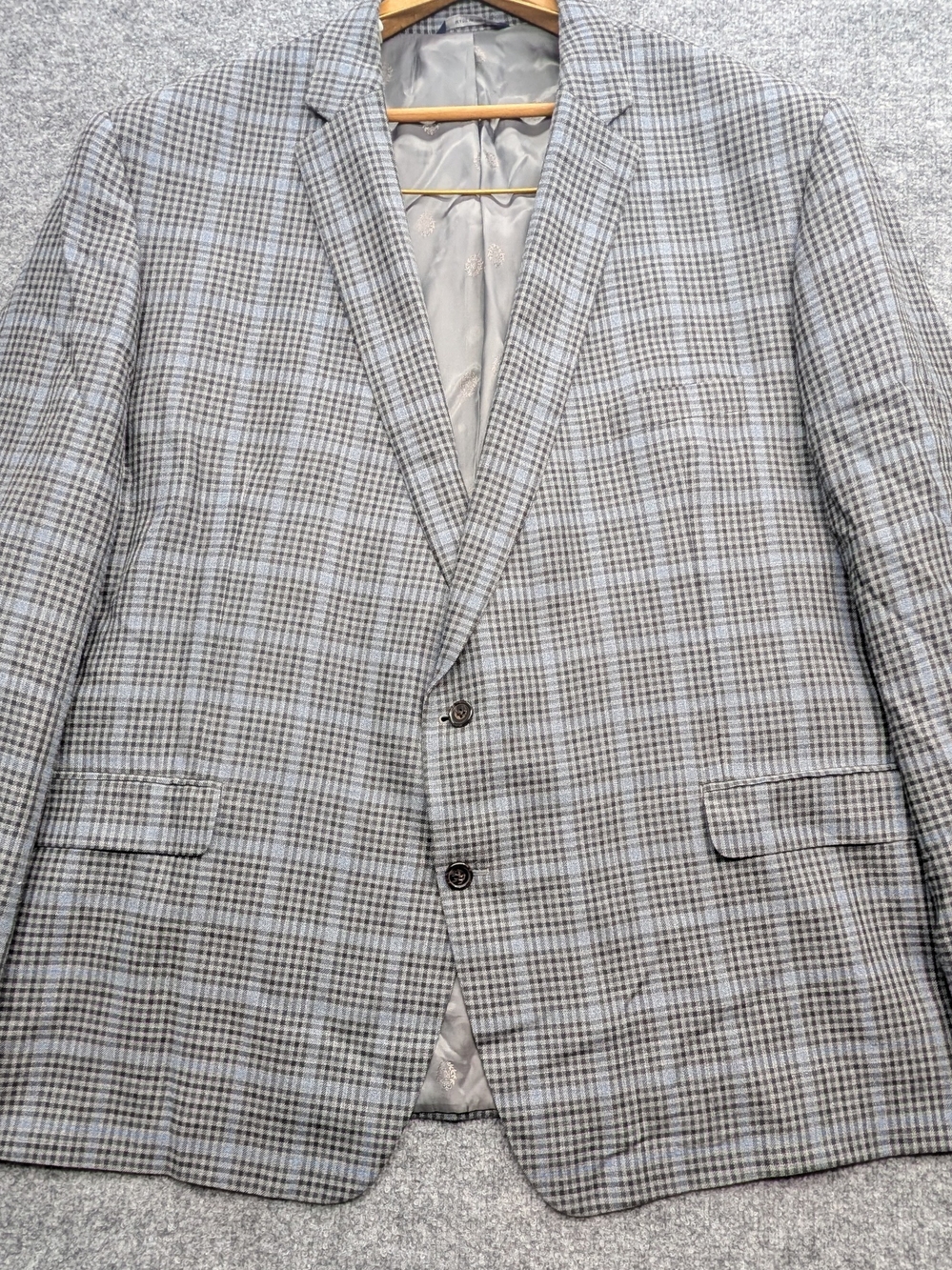RALPH LAUREN Blazer Men's 56L Gray/Blue/Black Silk-Wool